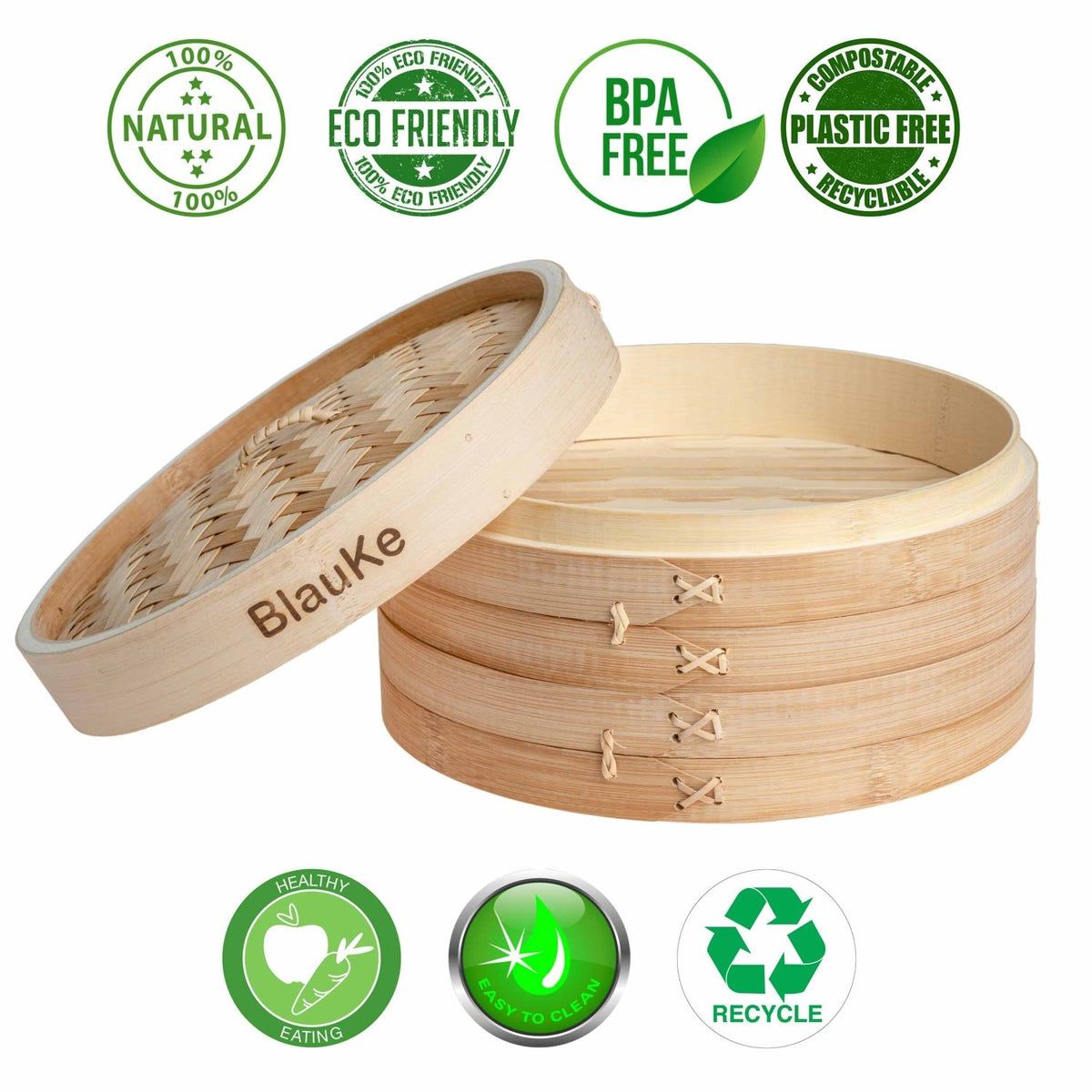 BlauKe 10-Inch Bamboo Steamer Set — 2 Tiers & Accessories - James’s Hot Deals & FindsBlauKe 10-Inch Bamboo Steamer Set — 2 Tiers & AccessoriesFood SteamerBlauKeJames’s Hot Deals & Finds2-Tier Bamboo Steamer for Cooking Dumplings, Vegetables, Meat, Fish, Rice - Bamboo Steamer Basket 10 Inch with 2 Pairs Chopsticks, Tongs and 50 Paper Liners-2