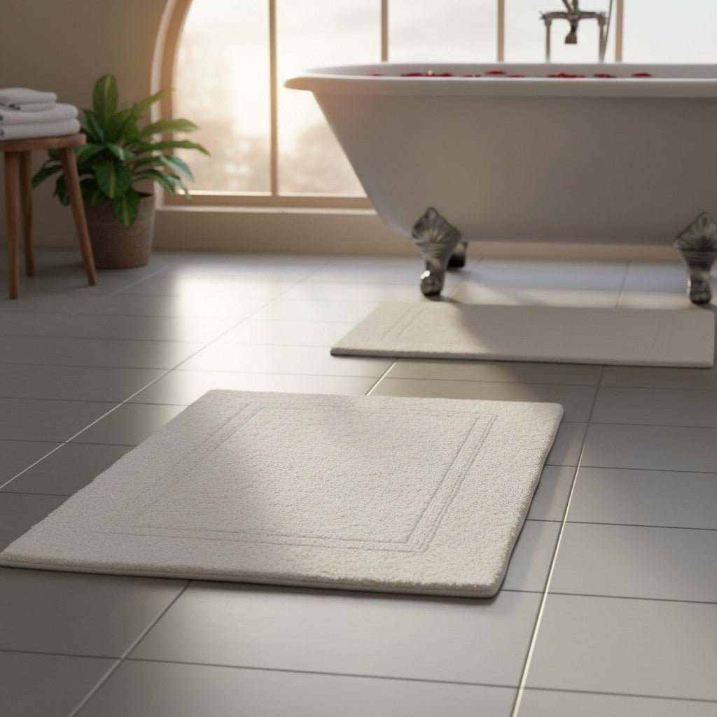 Cotton Tufted Bath Rugs — 21" × 34" - James’s Hot Deals & FindsCotton Tufted Bath Rugs — 21" × 34"Bath Rug & Shower CurtainsRifz Textiles IncJames’s Hot Deals & FindsFrame Design Bath Rug With Latex BackingWhiteCotton Tufted Bath Rugs — 21" × 34"