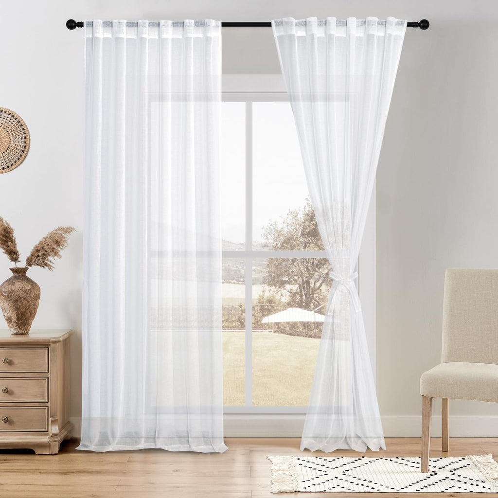 DWCN White Faux Linen Sheer Curtains with Tiebacks, Set of 2 Panels - James’s Hot Deals & FindsDWCN White Faux Linen Sheer Curtains with Tiebacks, Set of 2 PanelsCurtainsDWCN OfficialJames’s Hot Deals & Finds52"W x 54"LDWCN White Faux Linen Sheer Curtains with Tiebacks, Set of 2 Panels