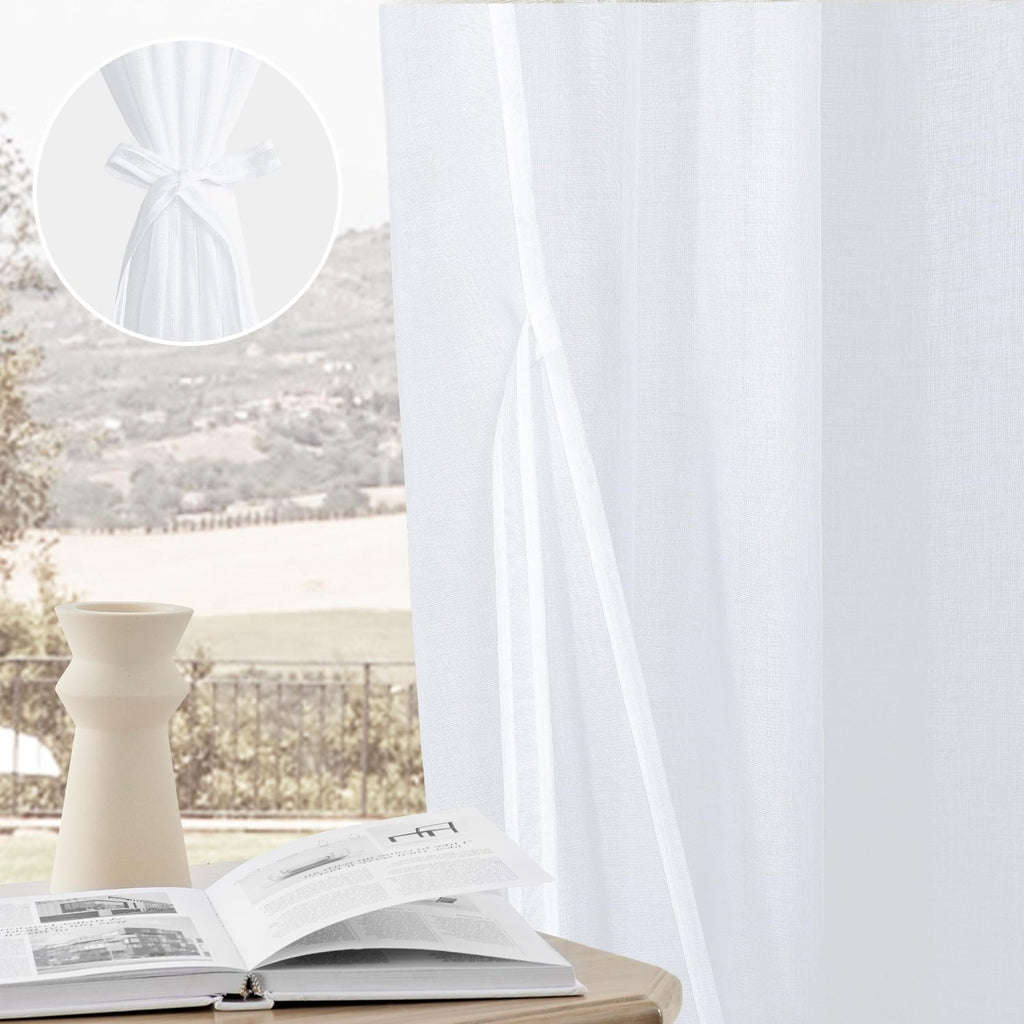 DWCN White Faux Linen Sheer Curtains with Tiebacks, Set of 2 Panels - James’s Hot Deals & FindsDWCN White Faux Linen Sheer Curtains with Tiebacks, Set of 2 PanelsCurtainsDWCN OfficialJames’s Hot Deals & Finds52"W x 54"LDWCN White Faux Linen Sheer Curtains with Tiebacks, Set of 2 Panels