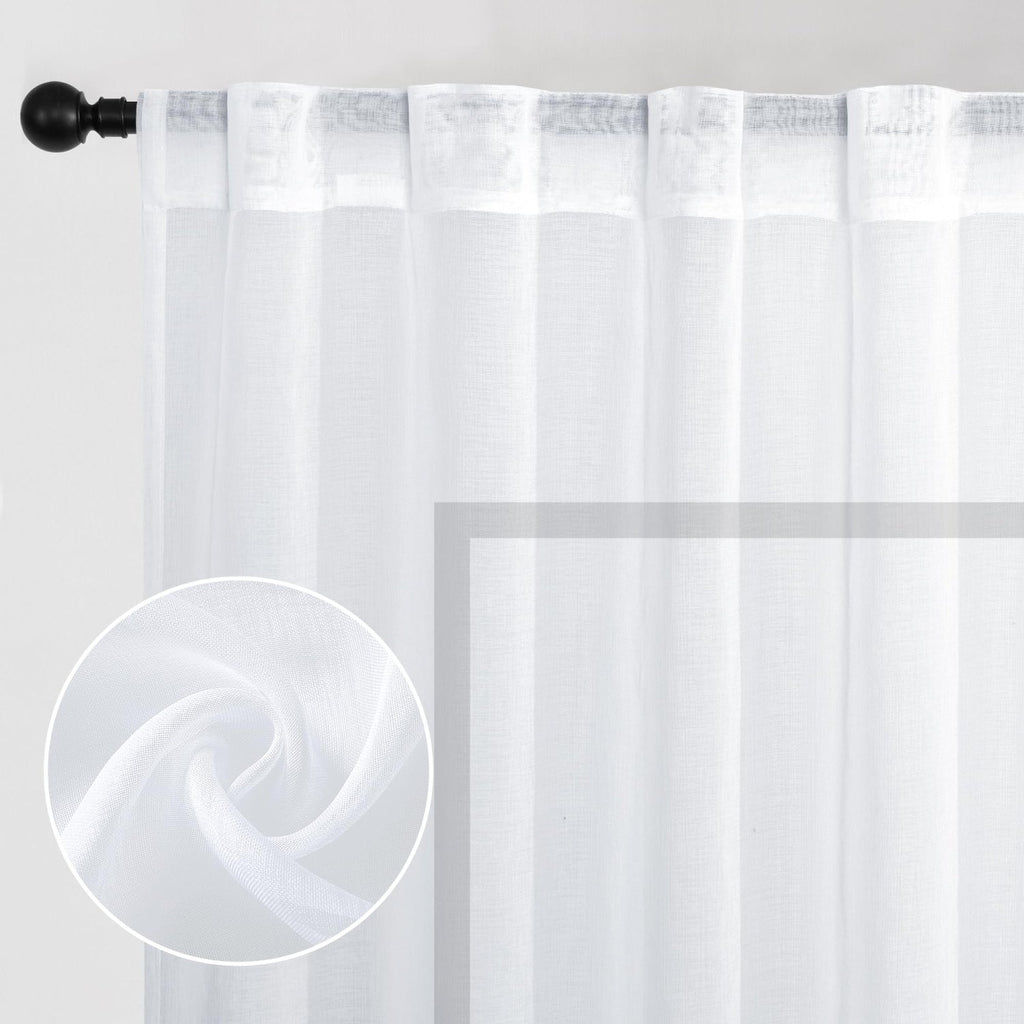 DWCN White Faux Linen Sheer Curtains with Tiebacks, Set of 2 Panels - James’s Hot Deals & FindsDWCN White Faux Linen Sheer Curtains with Tiebacks, Set of 2 PanelsCurtainsDWCN OfficialJames’s Hot Deals & Finds52"W x 54"LDWCN White Faux Linen Sheer Curtains with Tiebacks, Set of 2 Panels