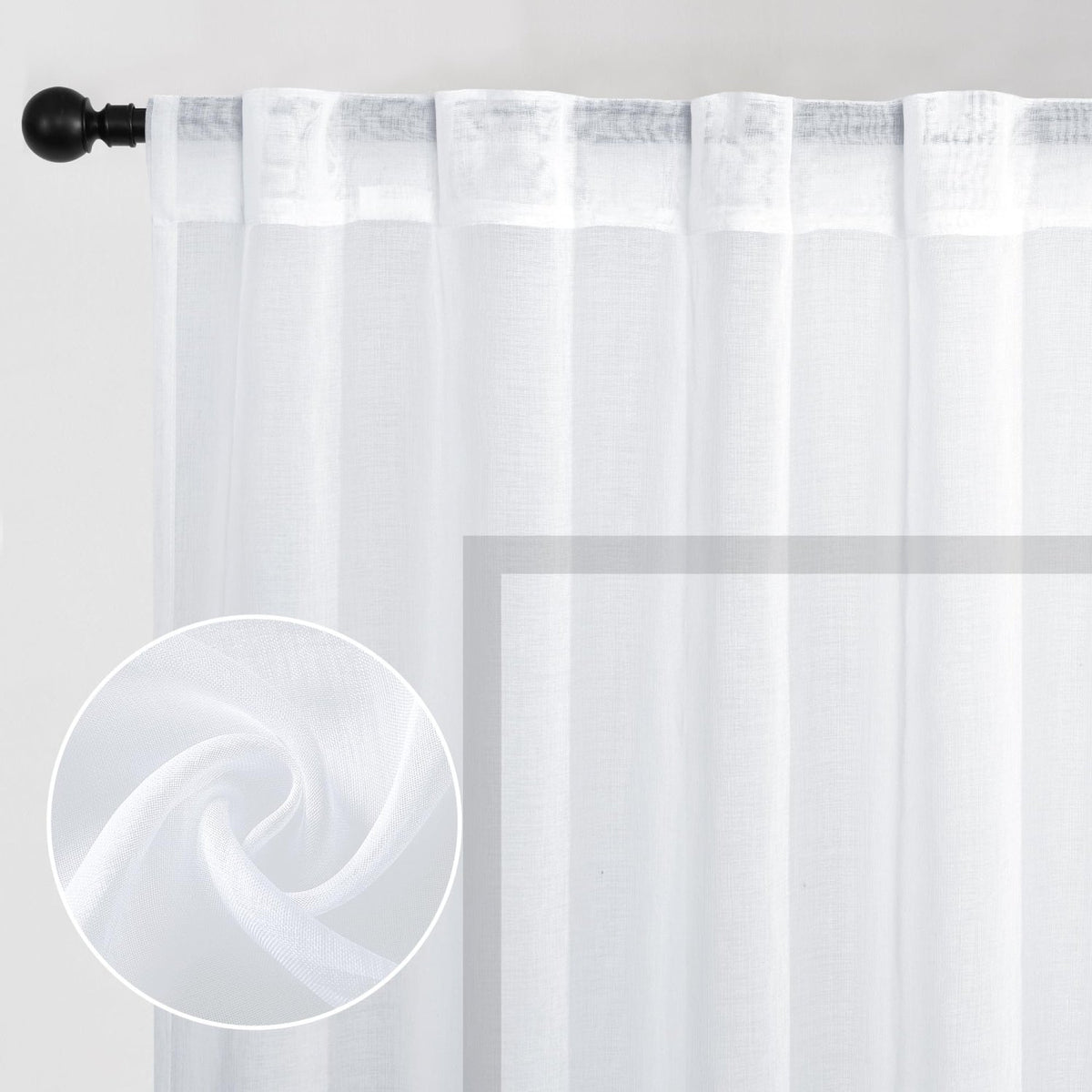 DWCN White Faux Linen Sheer Curtains with Tiebacks, Set of 2 Panels - James’s Hot Deals & FindsDWCN White Faux Linen Sheer Curtains with Tiebacks, Set of 2 PanelsCurtainsDWCN OfficialJames’s Hot Deals & Finds52"W x 54"LDWCN White Faux Linen Sheer Curtains with Tiebacks, Set of 2 Panels