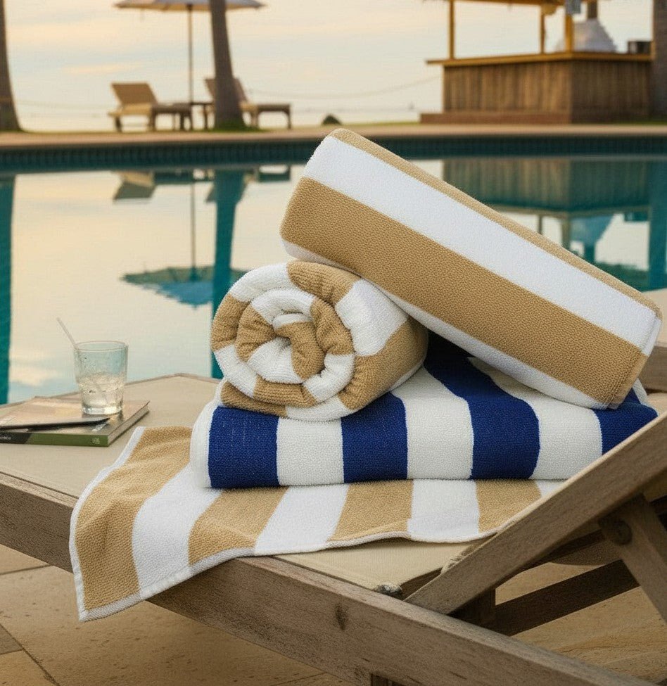 GOC Collection Cabana Pool/Beach Towels - James’s Hot Deals & FindsGOC Collection Cabana Pool/Beach TowelsPool TowelsRifz Textiles IncJames’s Hot Deals & FindsCotton Blend Pool TowelsTan StripeGOC Collection Cabana Pool/Beach Towels