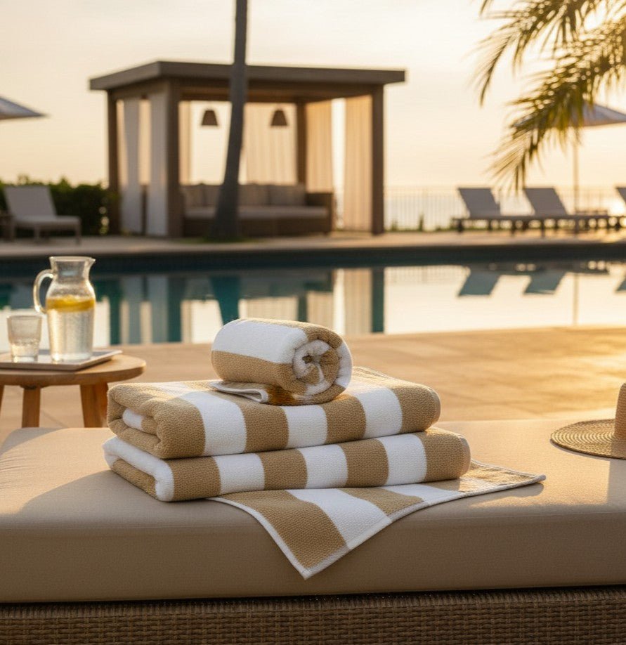 GOC Collection Cabana Pool/Beach Towels - James’s Hot Deals & FindsGOC Collection Cabana Pool/Beach TowelsPool TowelsRifz Textiles IncJames’s Hot Deals & FindsCotton Blend Pool TowelsTan StripeGOC Collection Cabana Pool/Beach Towels