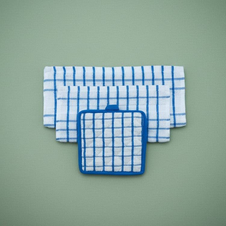 Kitchen Ensemble Collection - James’s Hot Deals & FindsKitchen Ensemble CollectionKitchen LinensRifz Textiles IncJames’s Hot Deals & FindsPot HolderWhite/Blue CheckedKitchen Ensemble Collection