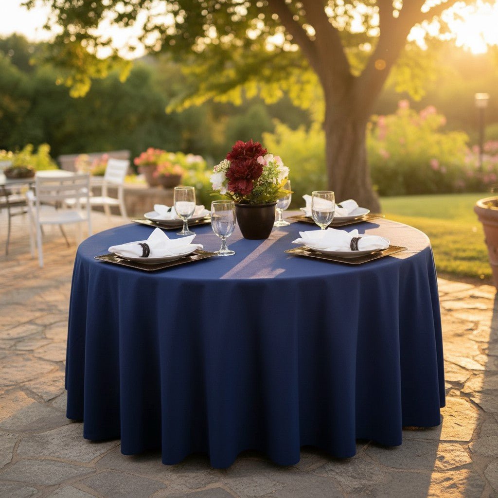 MJS 100% Spun Polyester 2 PLY Round Table Linens - James’s Hot Deals & FindsMJS 100% Spun Polyester 2 PLY Round Table LinensTableclothsRifz Textiles IncJames’s Hot Deals & FindsRound Table ClothNavy BlueMJS 100% Spun Polyester 2 PLY Round Table Linens