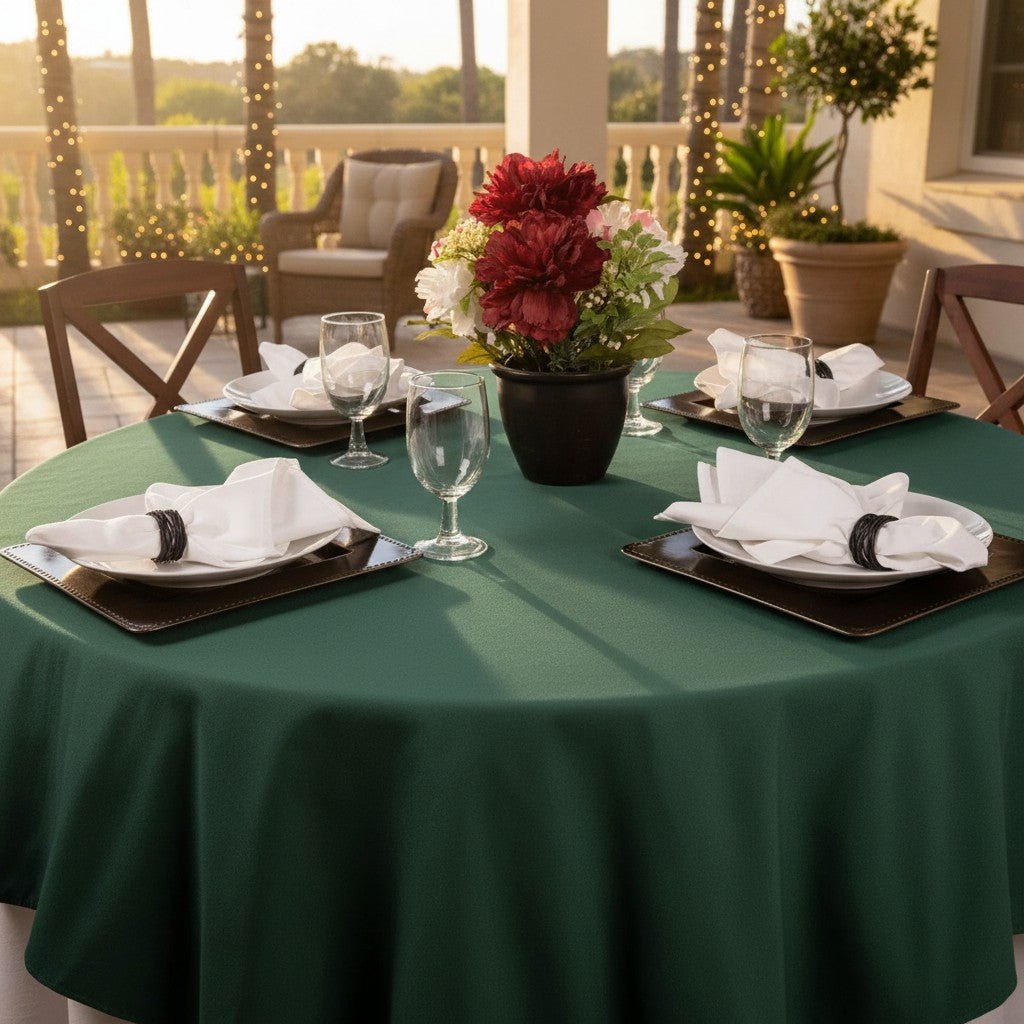 MJS 100% Spun Polyester 2 PLY Round Table Linens - James’s Hot Deals & FindsMJS 100% Spun Polyester 2 PLY Round Table LinensTableclothsRifz Textiles IncJames’s Hot Deals & FindsRound Table ClothHunter GreenMJS 100% Spun Polyester 2 PLY Round Table Linens