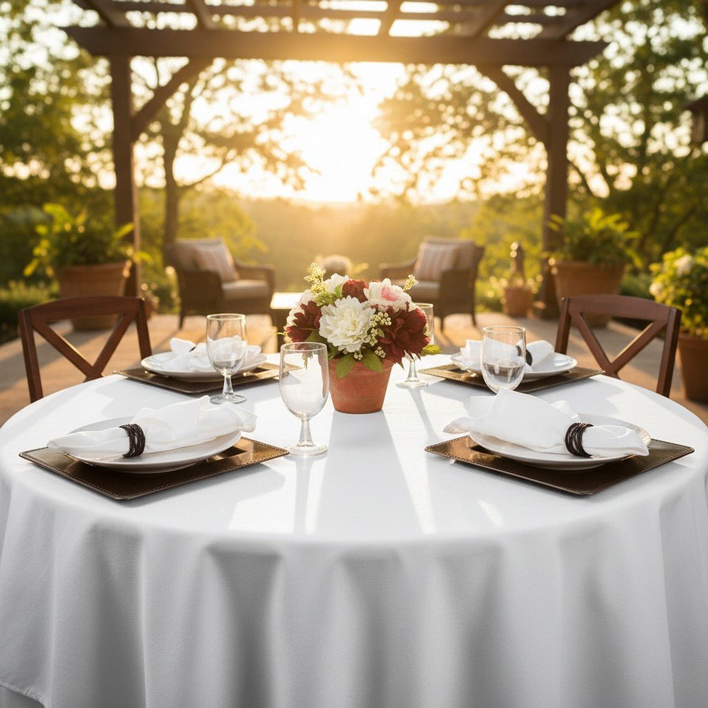 MJS 100% Spun Polyester 2 PLY Round Table Linens - James’s Hot Deals & FindsMJS 100% Spun Polyester 2 PLY Round Table LinensTableclothsRifz Textiles IncJames’s Hot Deals & FindsRound Table ClothWhiteMJS 100% Spun Polyester 2 PLY Round Table Linens