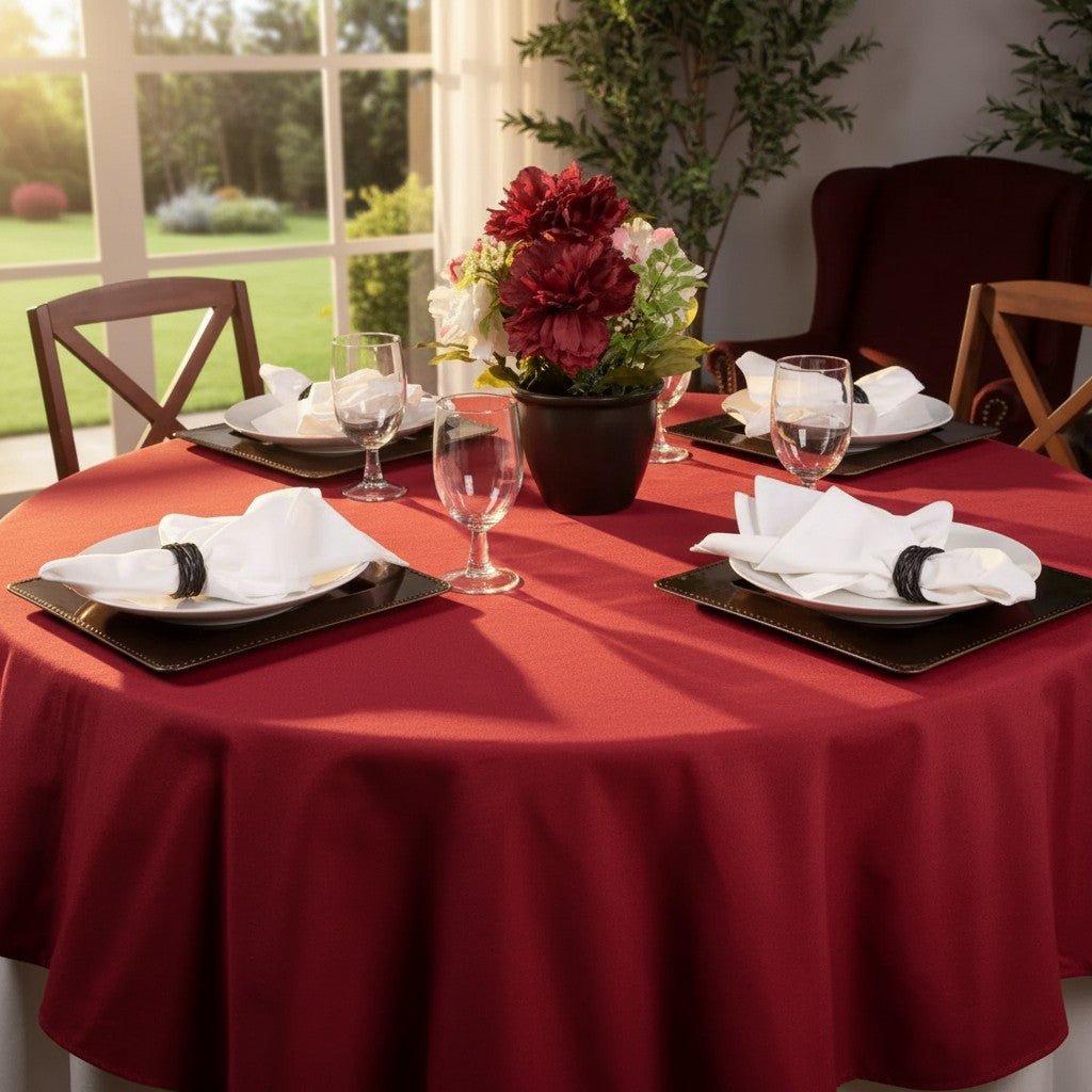 MJS 100% Spun Polyester 2 PLY Round Table Linens - James’s Hot Deals & FindsMJS 100% Spun Polyester 2 PLY Round Table LinensTableclothsRifz Textiles IncJames’s Hot Deals & FindsRound Table ClothRedMJS 100% Spun Polyester 2 PLY Round Table Linens