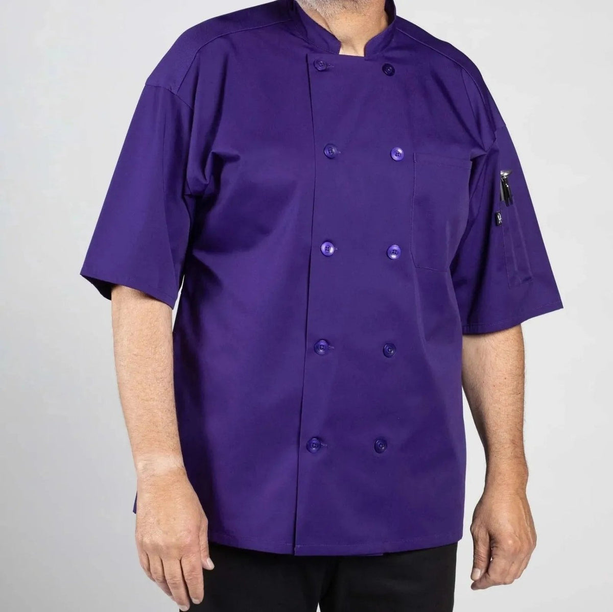 Poplin Cotton Blend Pro-vent Short Sleeve Chef Coat - James’s Hot Deals & FindsPoplin Cotton Blend Pro-vent Short Sleeve Chef CoatChef ApparelRifz Textiles IncJames’s Hot Deals & FindsPoplin Short Sleeve Chef CoatPurplePoplin Cotton Blend Pro-vent Short Sleeve Chef Coat