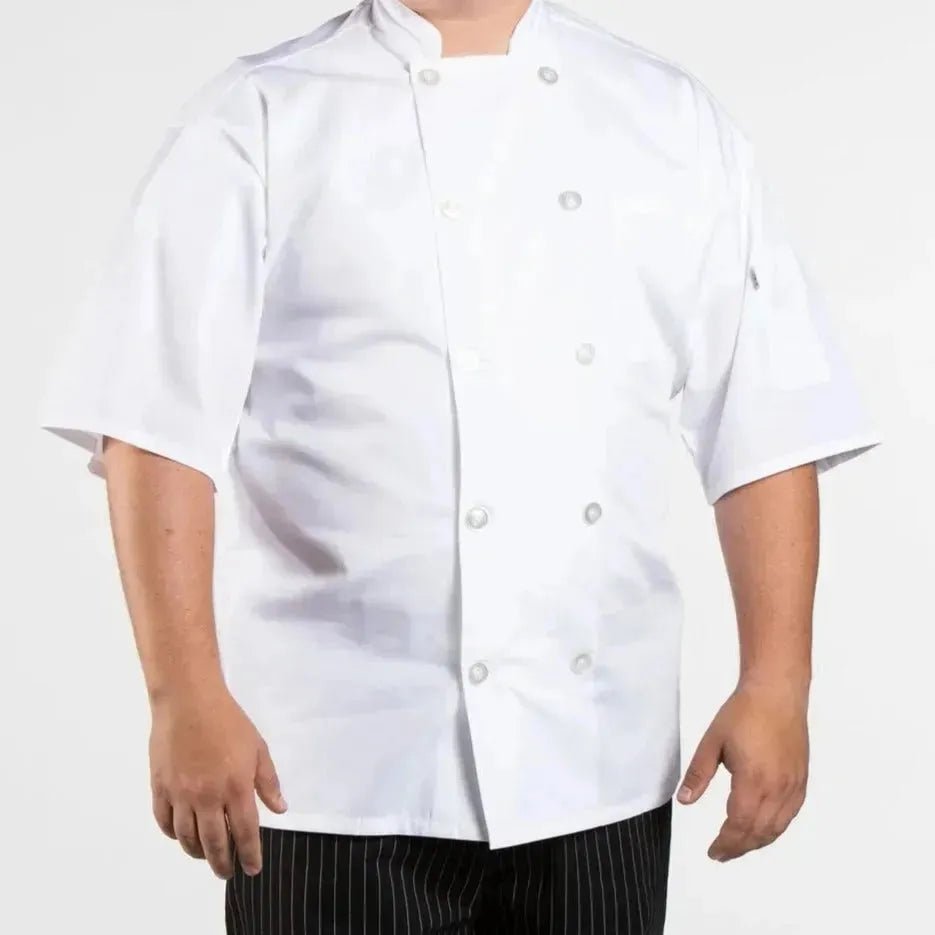 Poplin Cotton Blend Pro-vent Short Sleeve Chef Coat - James’s Hot Deals & FindsPoplin Cotton Blend Pro-vent Short Sleeve Chef CoatChef ApparelRifz Textiles IncJames’s Hot Deals & FindsPoplin Short Sleeve Chef CoatWhitePoplin Cotton Blend Pro-vent Short Sleeve Chef Coat