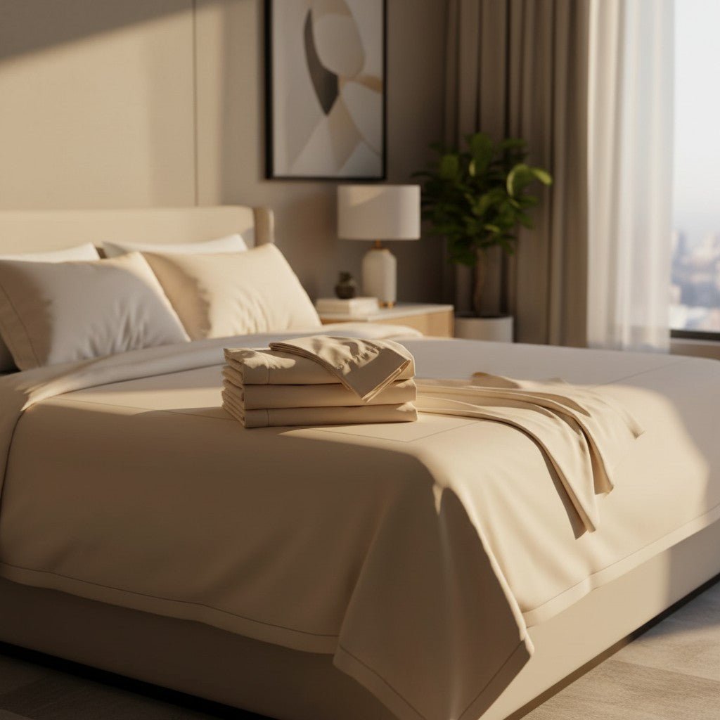 Premium Percale Bed Sheets - T-300 Blended Cotton Poly Hotel Quality - James’s Hot Deals & FindsPremium Percale Bed Sheets - T-300 Blended Cotton Poly Hotel QualityBed SheetsRifz Textiles IncJames’s Hot Deals & FindsPillowcaseBonePremium Percale Bed Sheets - T-300 Blended Cotton Poly Hotel Quality