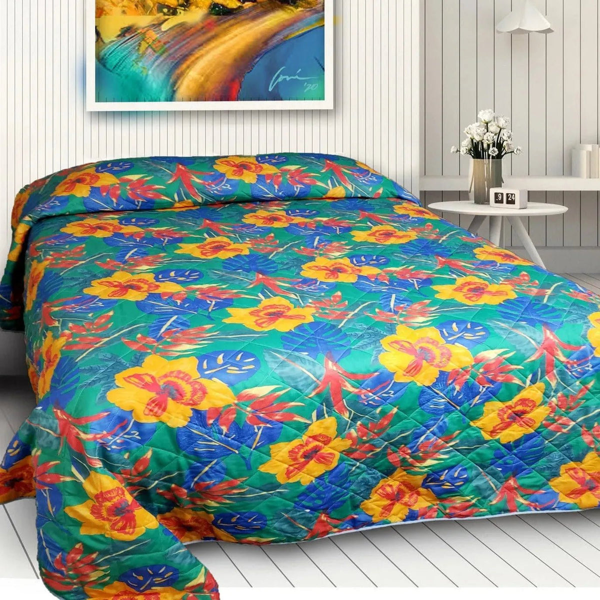 Quilted Tropical Print Bedspread - James’s Hot Deals & FindsQuilted Tropical Print BedspreadBedding AccessoriesRifz Textiles IncJames’s Hot Deals & FindsBedspreadParadise PrintQuilted Tropical Print Bedspread