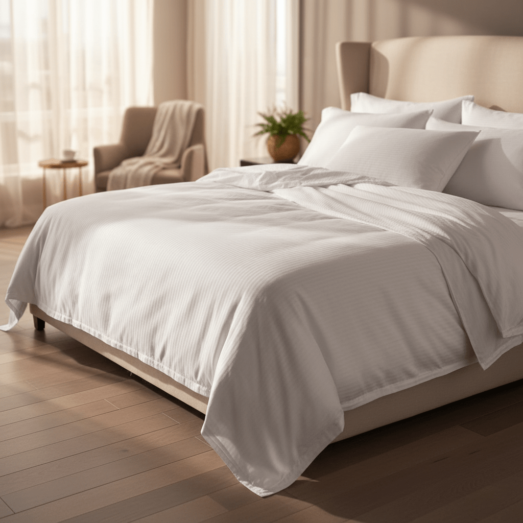T-250 White Blended 10 MM Satin Stripe Bed Sheets - James’s Hot Deals & FindsT-250 White Blended 10 MM Satin Stripe Bed SheetsSheetings & Bedding AccessoriesRifz Textiles IncJames’s Hot Deals & FindsPillwcaseWhiteT-250 White Blended 10 MM Satin Stripe Bed Sheets